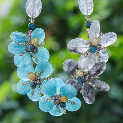 Primary image for Floral Multi-Gemstone Beaded Statement Necklace in Blue Ice Spring