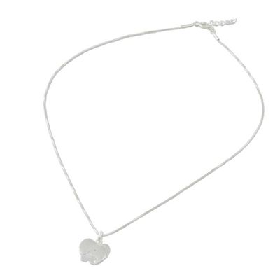 Alternate image for Brushed Sterling Silver Elephant Necklace from Thailand Watchful Elephant