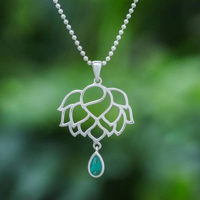Primary image for Turquoise and Sterling Silver Pendant Necklace Chakra Bloom