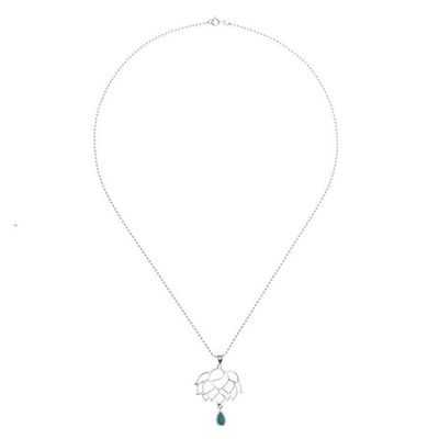 Alternate image for Turquoise and Sterling Silver Pendant Necklace Chakra Bloom