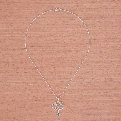 Alternate image for Turquoise and Sterling Silver Pendant Necklace Chakra Bloom