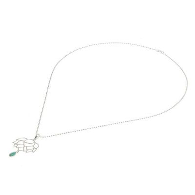 Alternate image for Turquoise and Sterling Silver Pendant Necklace Chakra Bloom