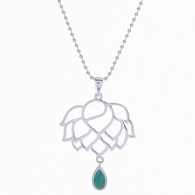 Alternate image for Turquoise and Sterling Silver Pendant Necklace Chakra Bloom