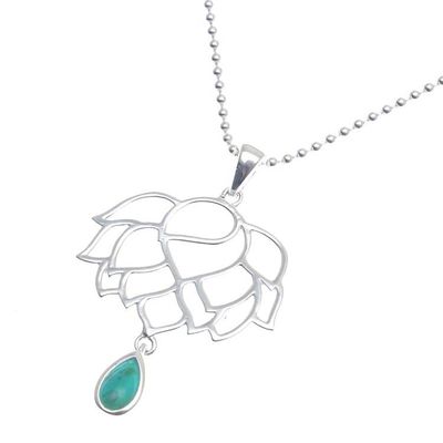 Alternate image for Turquoise and Sterling Silver Pendant Necklace Chakra Bloom