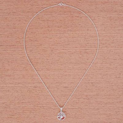 Alternate image for Carnelian and Sterling Silver Tree Necklace Haven in Orange