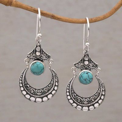 Alternate image for Magnesite Crescent Dangle Earrings Crafted in Bali Elegant Crescents