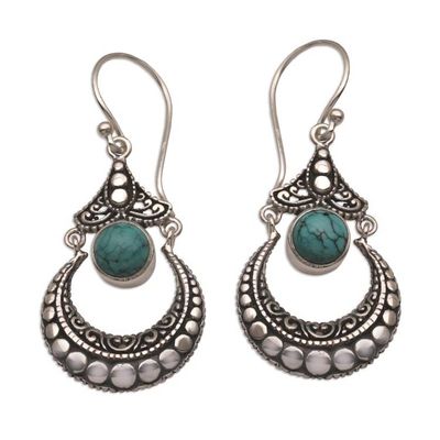 Alternate image for Magnesite Crescent Dangle Earrings Crafted in Bali Elegant Crescents