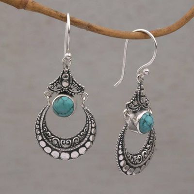 Alternate image for Magnesite Crescent Dangle Earrings Crafted in Bali Elegant Crescents