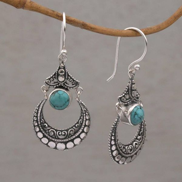Alternate image for Magnesite Crescent Dangle Earrings Crafted in Bali Elegant Crescents