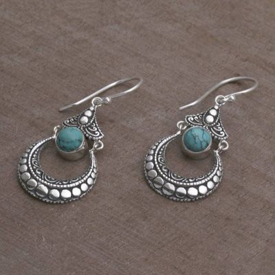 Alternate image for Magnesite Crescent Dangle Earrings Crafted in Bali Elegant Crescents