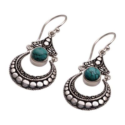 Alternate image for Magnesite Crescent Dangle Earrings Crafted in Bali Elegant Crescents