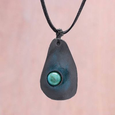 Primary image for Howlite and Leather Pendant Necklace from Thailand Stylish Avocado