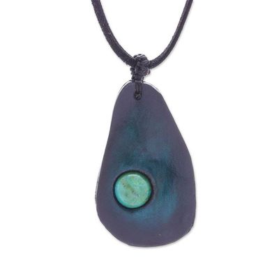 Alternate image for Howlite and Leather Pendant Necklace from Thailand Stylish Avocado