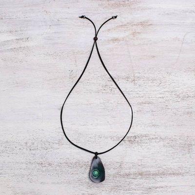 Alternate image for Howlite and Leather Pendant Necklace from Thailand Stylish Avocado