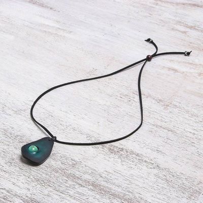 Alternate image for Howlite and Leather Pendant Necklace from Thailand Stylish Avocado