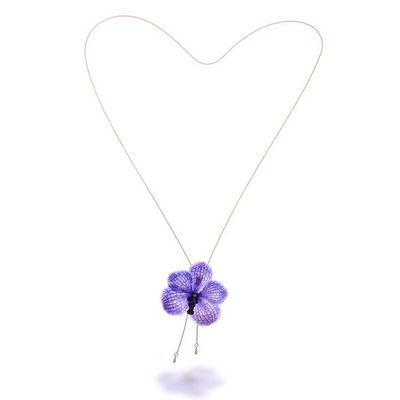 Alternate image for 22k Gold-Plated Resin-Coated Purple Orchid Lariat Necklace Enchanted Petals