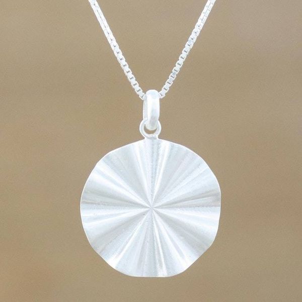 Alternate image for Handmade 925 Sterling Silver Abstract Pendant Necklace Wavy Abstraction