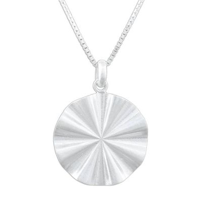 Alternate image for Handmade 925 Sterling Silver Abstract Pendant Necklace Wavy Abstraction