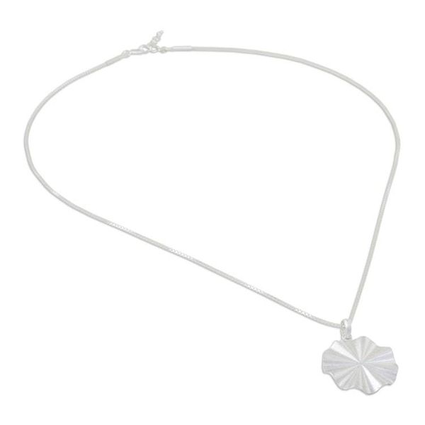 Alternate image for Handmade 925 Sterling Silver Abstract Pendant Necklace Wavy Abstraction