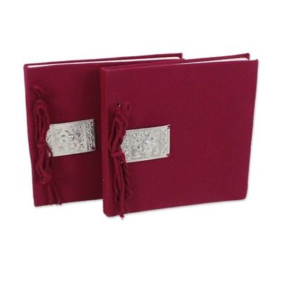 Alternate image for Red Fabric Covered Journals from Thailand Pair Fresh Memories