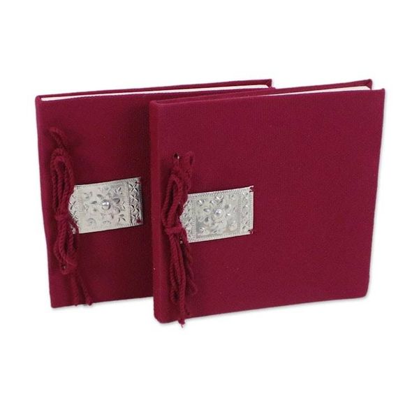 Alternate image for Red Fabric Covered Journals from Thailand Pair Fresh Memories