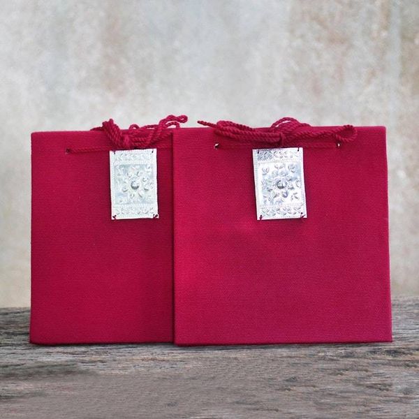 Alternate image for Red Fabric Covered Journals from Thailand Pair Fresh Memories