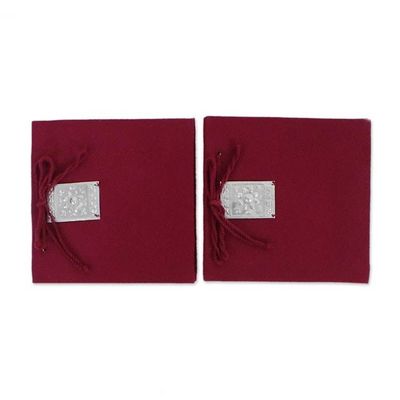 Alternate image for Red Fabric Covered Journals from Thailand Pair Fresh Memories