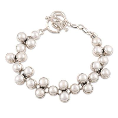 Alternate image for Handmade Bridal Jewelry Sterling Silver and Pearl Bracelet Many Moons