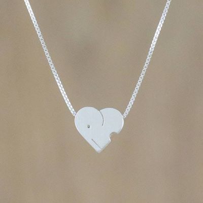 Primary image for Sterling Silver Elephant Heart Necklace from Thailand Elephants Promise