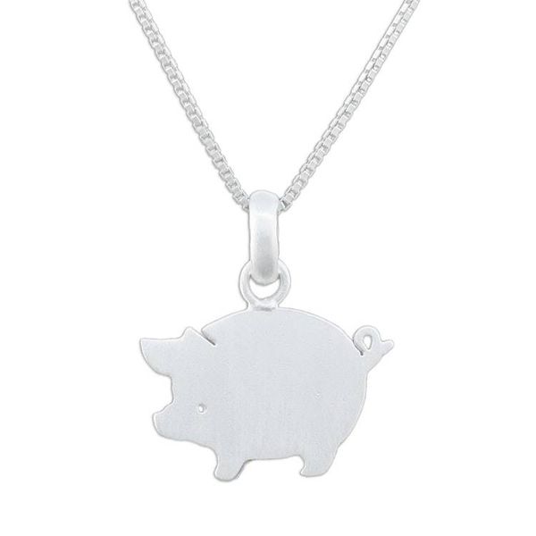 Alternate image for Handmade 925 Sterling Silver Pendant Necklace Pig Thailand Quaint Pig