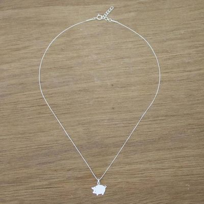 Alternate image for Handmade 925 Sterling Silver Pendant Necklace Pig Thailand Quaint Pig