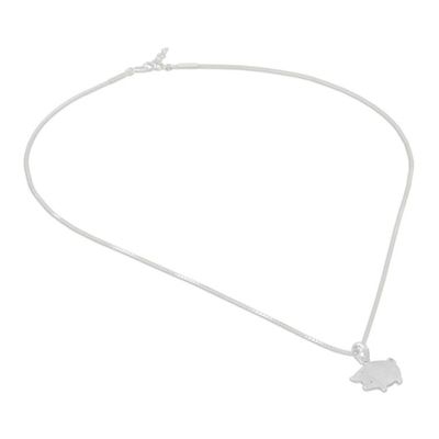 Alternate image for Handmade 925 Sterling Silver Pendant Necklace Pig Thailand Quaint Pig
