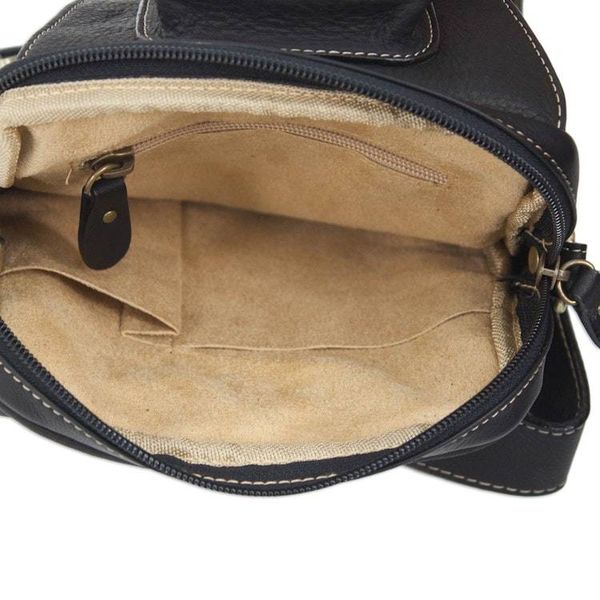 Alternate image for Black Leather Cross Body Sling Bag with 3 Pockets Nighttime Hike
