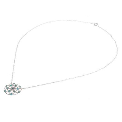 Alternate image for Turquoise and Sterling Silver Pendant Necklace Blooming Star in Turquoise