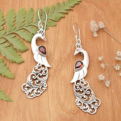 Primary image for Garnet Earrings with Peacock Theme from Bali Merak
