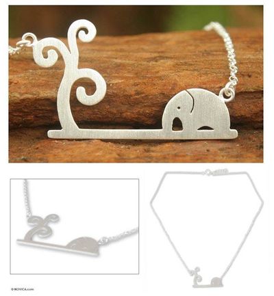Primary image for Sterling Silver Pendant Necklace from Thailand Elephant Kingdom