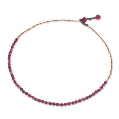 Alternate image for Handcrafted Jasper and Brass Beaded Necklace from Thailand Strong Orbs