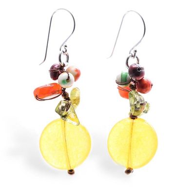 Alternate image for Multi-Gemstone Cluster Earrings in Warm and Yellow Hues Thai Summer