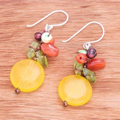 Alternate image for Multi-Gemstone Cluster Earrings in Warm and Yellow Hues Thai Summer