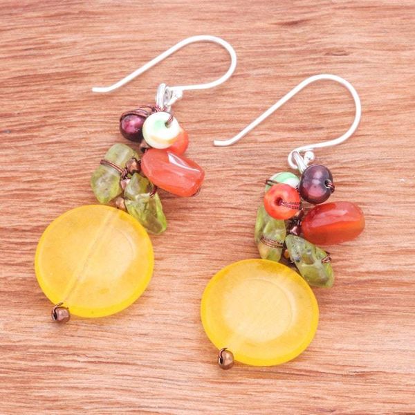 Alternate image for Multi-Gemstone Cluster Earrings in Warm and Yellow Hues Thai Summer