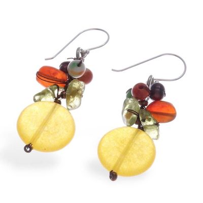 Alternate image for Multi-Gemstone Cluster Earrings in Warm and Yellow Hues Thai Summer