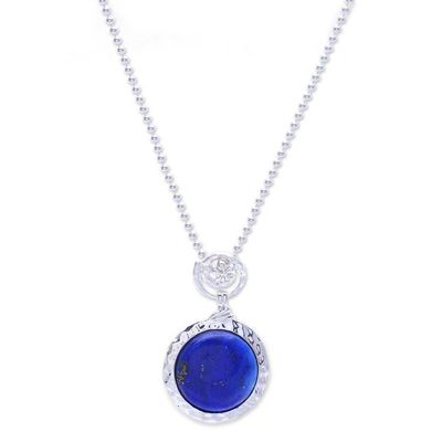 Alternate image for Floral-Inspired Lapis Lazuli Pendant Necklace from Thailand Palatial Petal