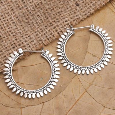 Primary image for Hand Crafted Sterling Silver Hoop Earrings Circle of Memory
