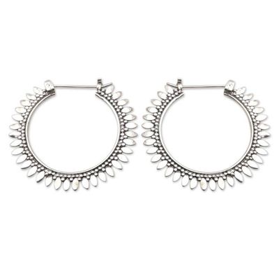 Alternate image for Hand Crafted Sterling Silver Hoop Earrings Circle of Memory