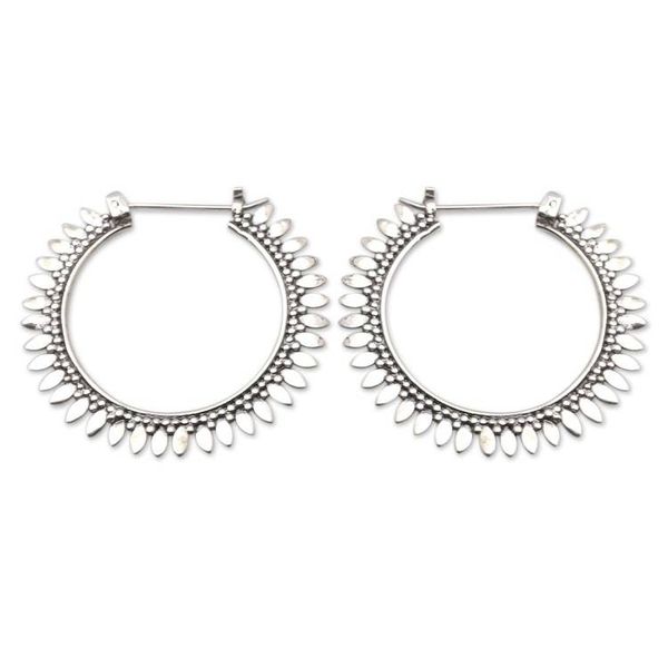Alternate image for Hand Crafted Sterling Silver Hoop Earrings Circle of Memory