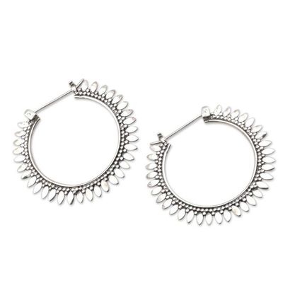 Alternate image for Hand Crafted Sterling Silver Hoop Earrings Circle of Memory
