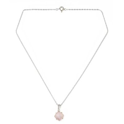 Alternate image for Faceted Pink Chalcedony Pendant Necklace from Thai Artisan Modern Sensibilities