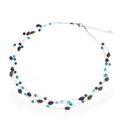 Alternate image for Cultured Pearl and Quartz Four-Strand Station Necklace Layering Glamour