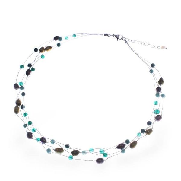 Alternate image for Cultured Pearl and Quartz Four-Strand Station Necklace Layering Glamour