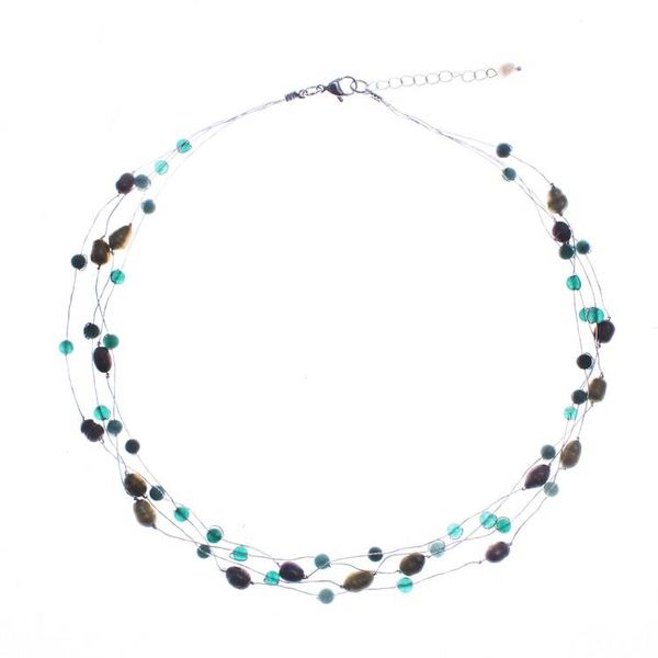 Alternate image for Cultured Pearl and Quartz Four-Strand Station Necklace Layering Glamour